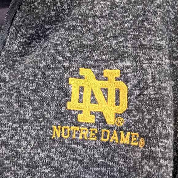 Champion Men's Notre Dame Full Zip Sweatshirt Gray Medium Long Sleeve Polyester - Picture 4 of 13
